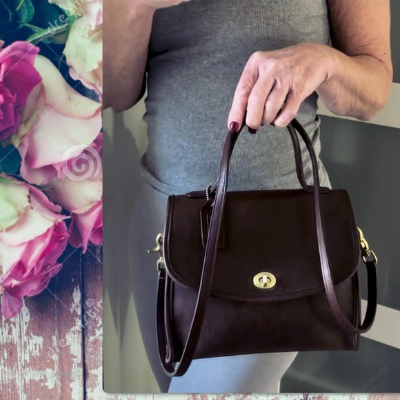 VINTAGE COACH MAHOGANY MANOR TOP HANDLE CROSSBODY SATCHEL BAG 9977 - Picture 9 of 17